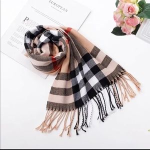 (Last 3) Plaid British style pashmina scarf - Tan Plaid